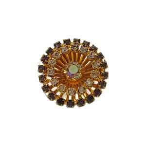 Mid Century Crystal Starburst Brooch 1940s, Sunburst Brooch